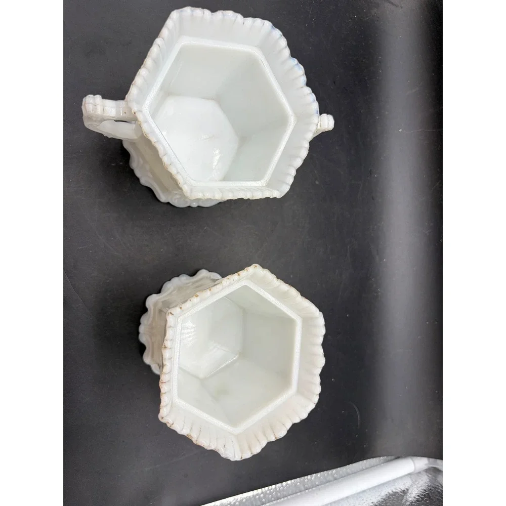 Vintage Westmoreland Milk Glass Princess Feather Sugar Bowl & Tea Canister Set